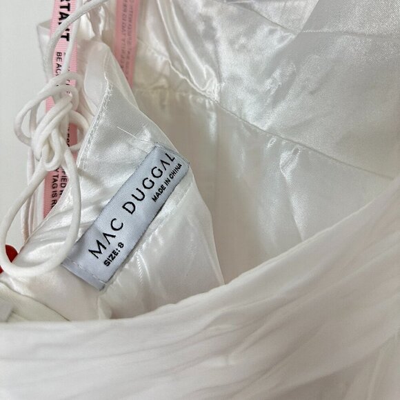 MAC DUGGAL Rosette Chiffon Cutout Empire Waist Gown in White Size US 8 - Picture 7 of 12